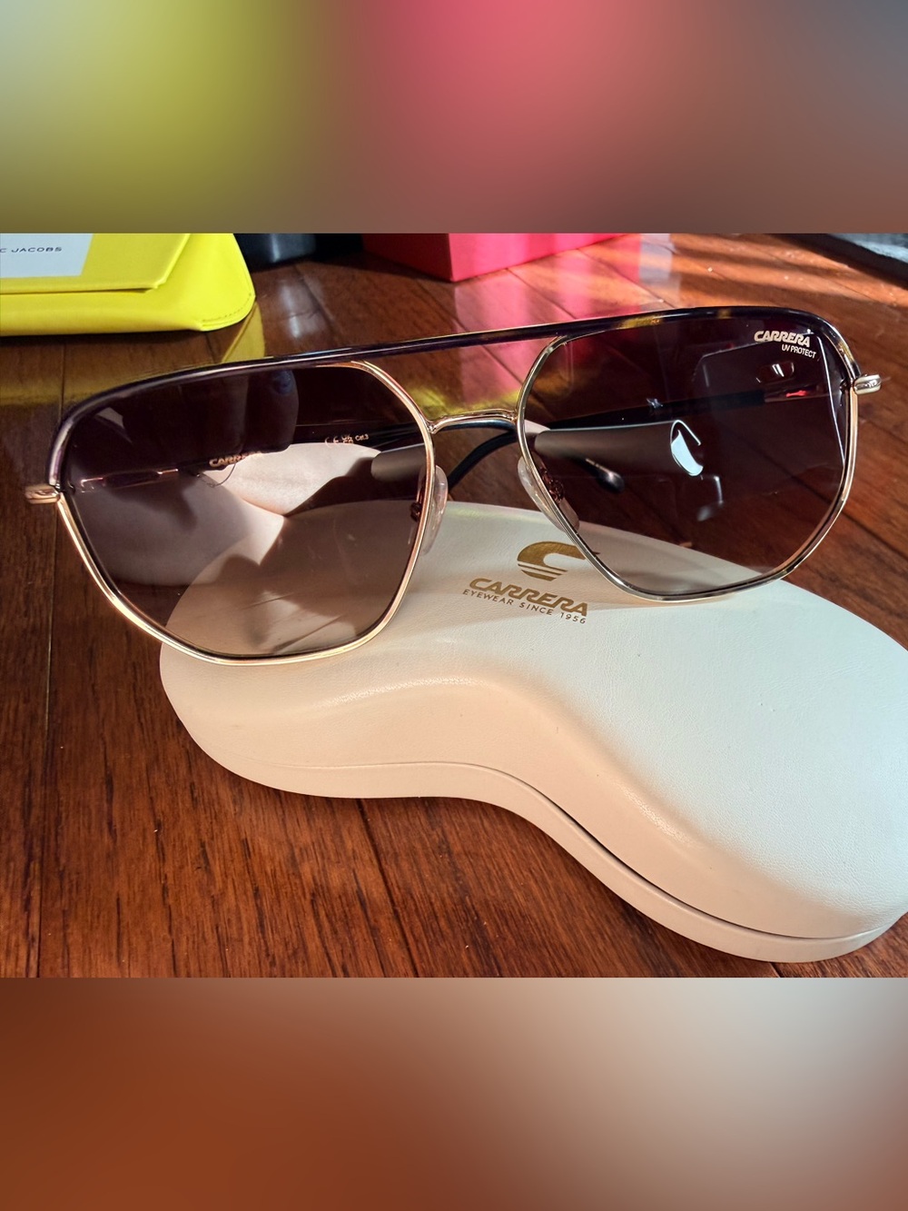 Carrera Gold Frame Sunglasses with Brown Gradient Lenses